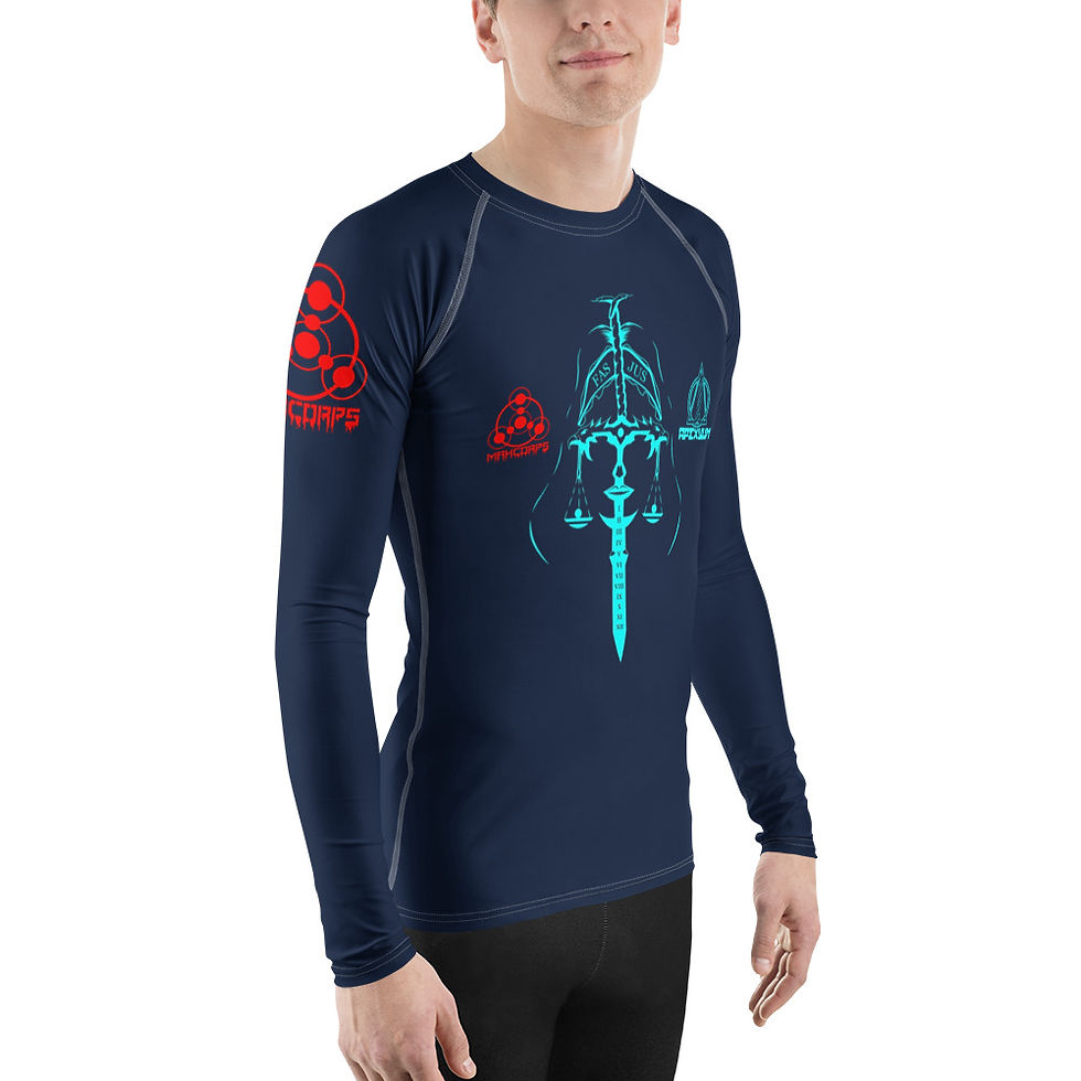 Thumbnail: Apexyum "The Sacred Cipher" Navy Edition Men's Long Sleeve Rash Guard 
