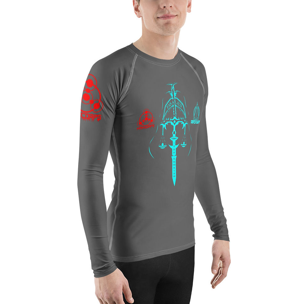 Thumbnail: "The Sacred Cipher" Grey Edition Men's Long Sleeve Rash Guard – Apexyum Wear