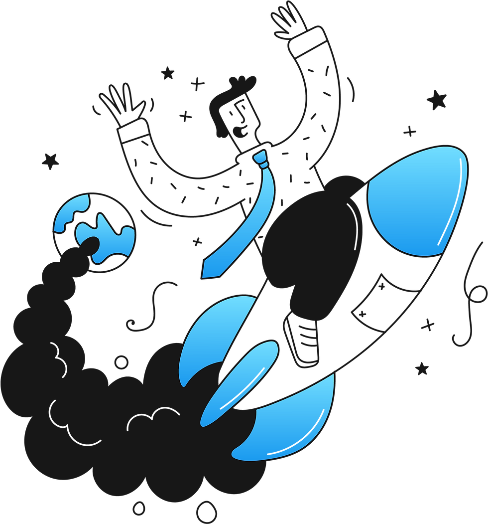 Man riding a rocket