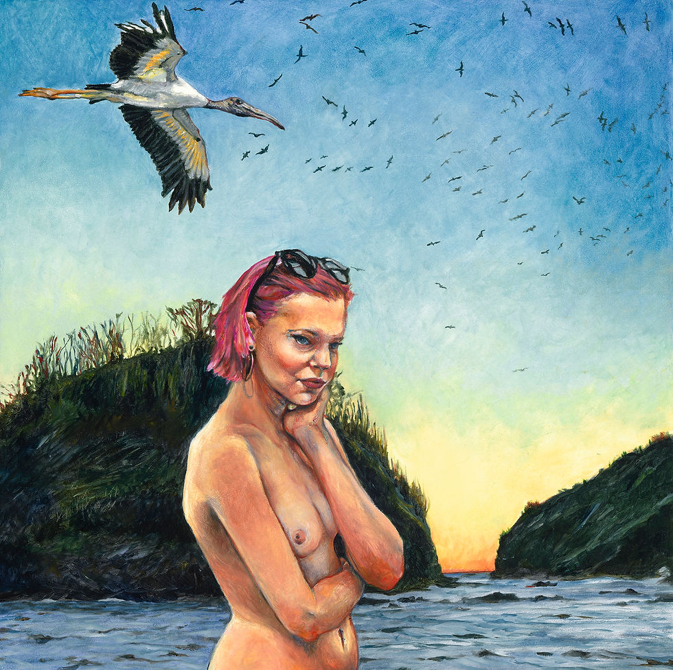 Across the Sea of Time, oil painting. 16" x 16"