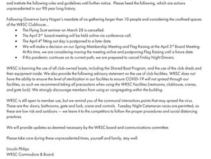 Announcement on the impacts of COVID-19 on WRSC and our Activities