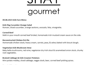 The Galley / Friday 9/8 Menu / Irish Fare
