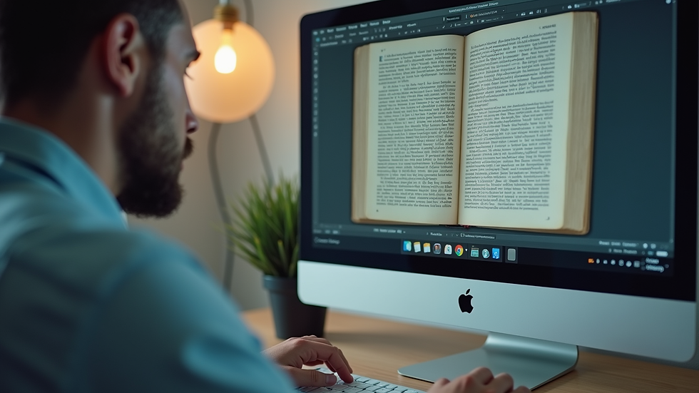Close-up view of a book cover design in progress on a computer screen