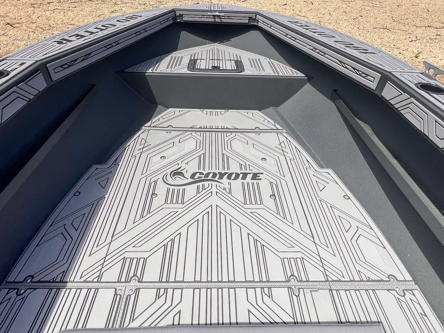 View of Coyote 180 Otter bow and easy access storage