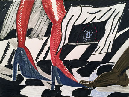 Anjuli Rathod, Untitled, marker on paper, 9"x12", 2016