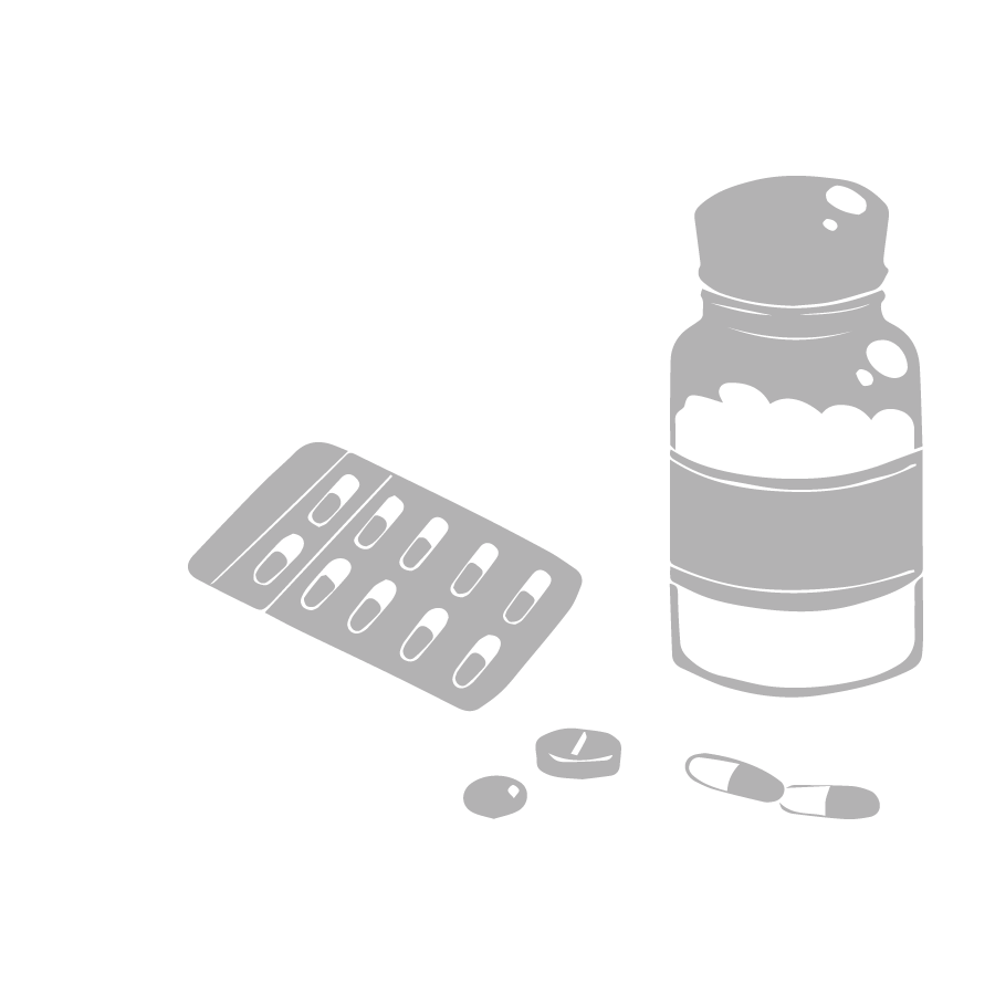 薬の瓶と錠剤とカプセル剤