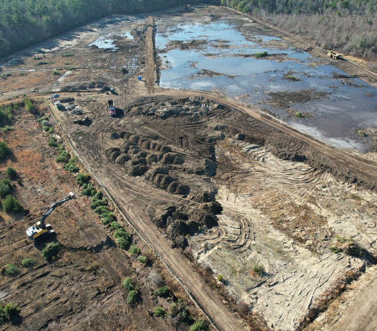aerial view of progress done at the bogs