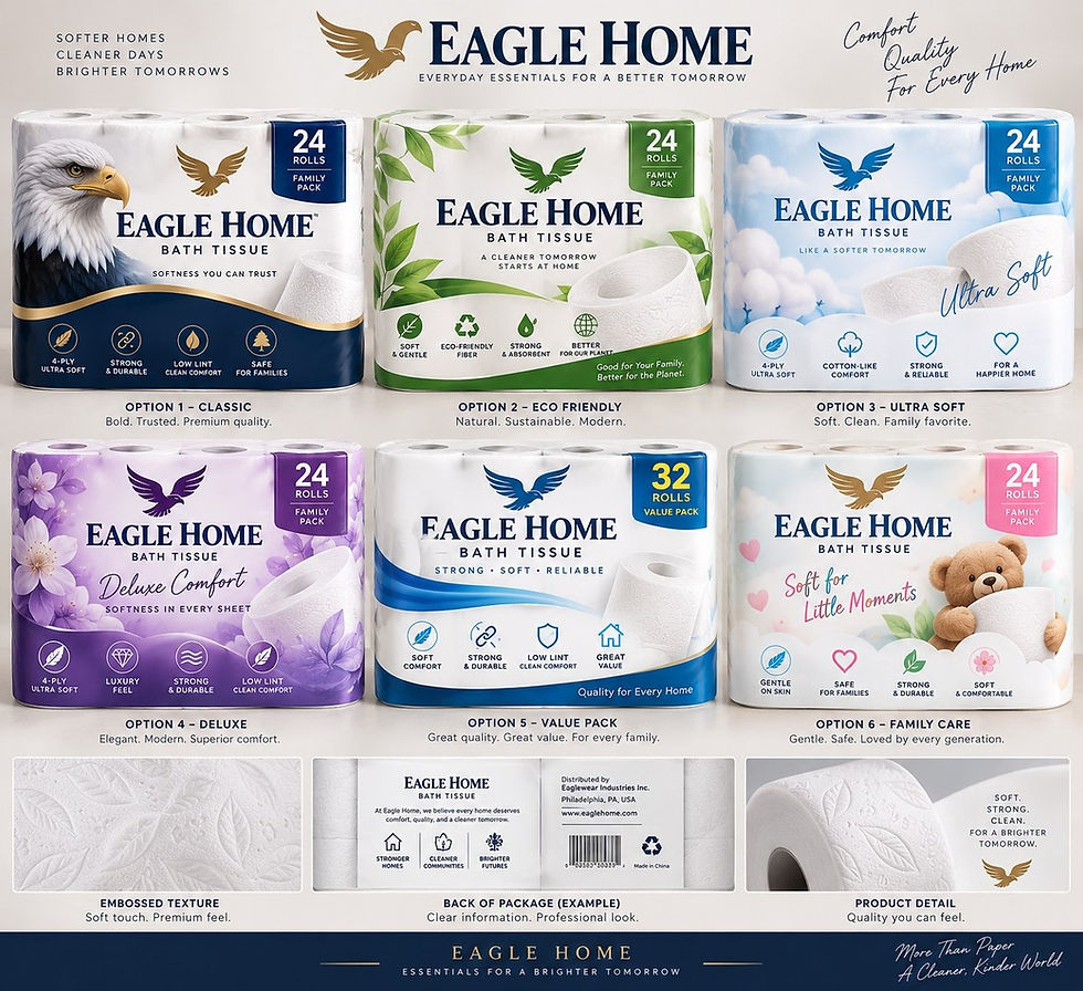 Eagle Home bath tissue product options and packaging