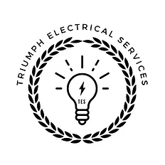 An image of the Triumph Electrical Services logo. It features a wreath with a lit lightbulb in the middle.