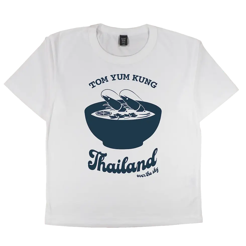 Thumbnail: white color kids T-shirt with tom yum kung printed on it