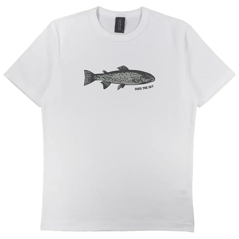 Thumbnail: white color T-shirt with trout printed on it