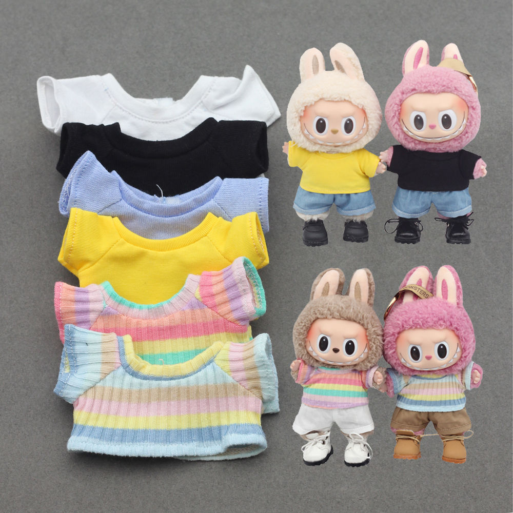 For 17cm Labubu Cute Doll Outfit Clothes Color Match Doll Clothes Suit Accessori