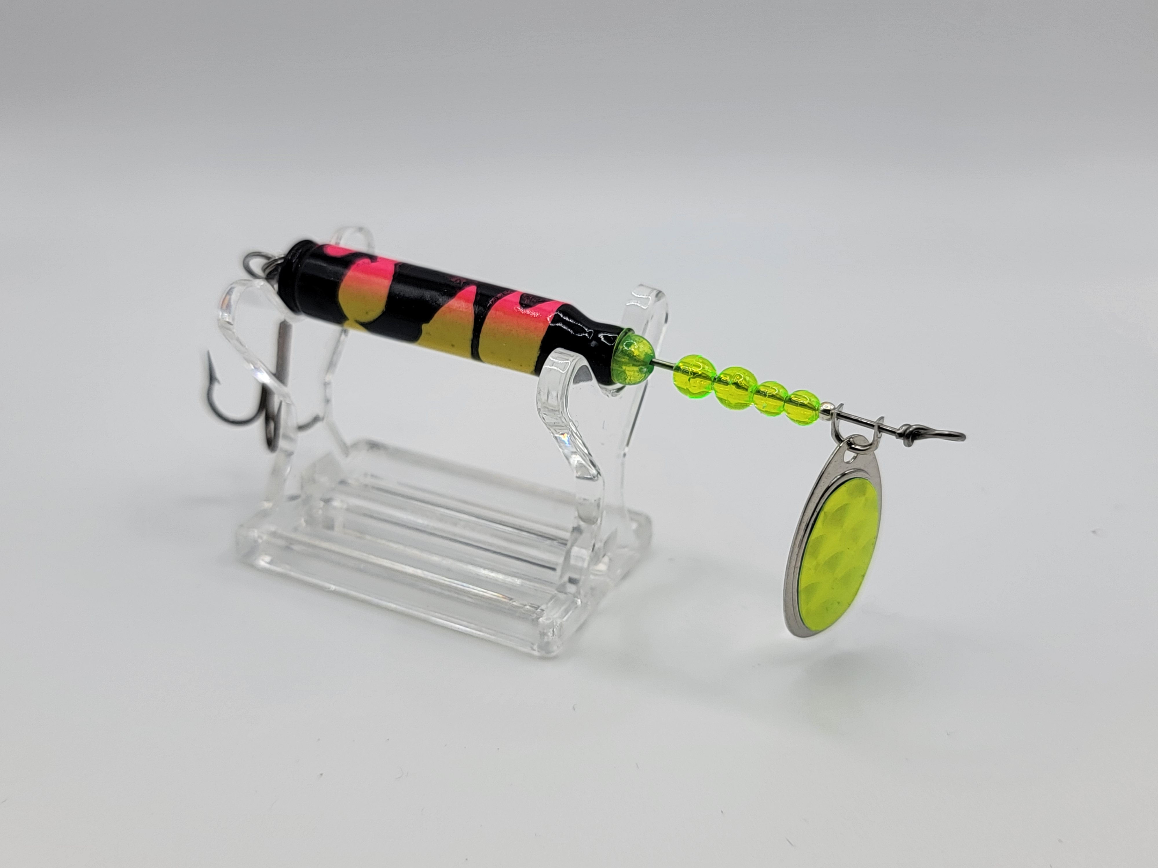 CHARTREUSE/FLUORESCENT PINK AND BLACK