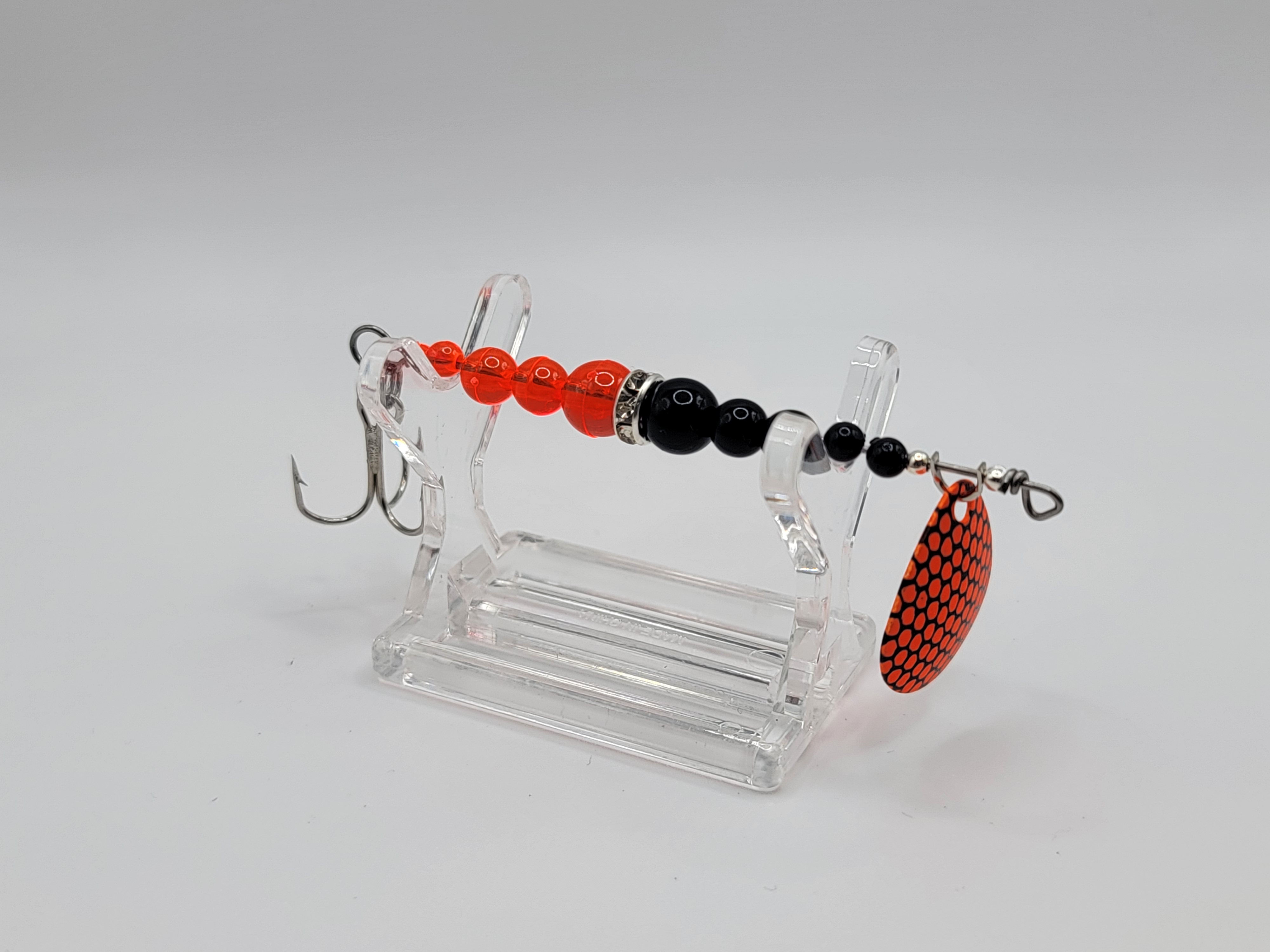 FLUORESCENT ORANGE AND BLACK - SOLID/CLEAR MEDIUM WEDDING RING