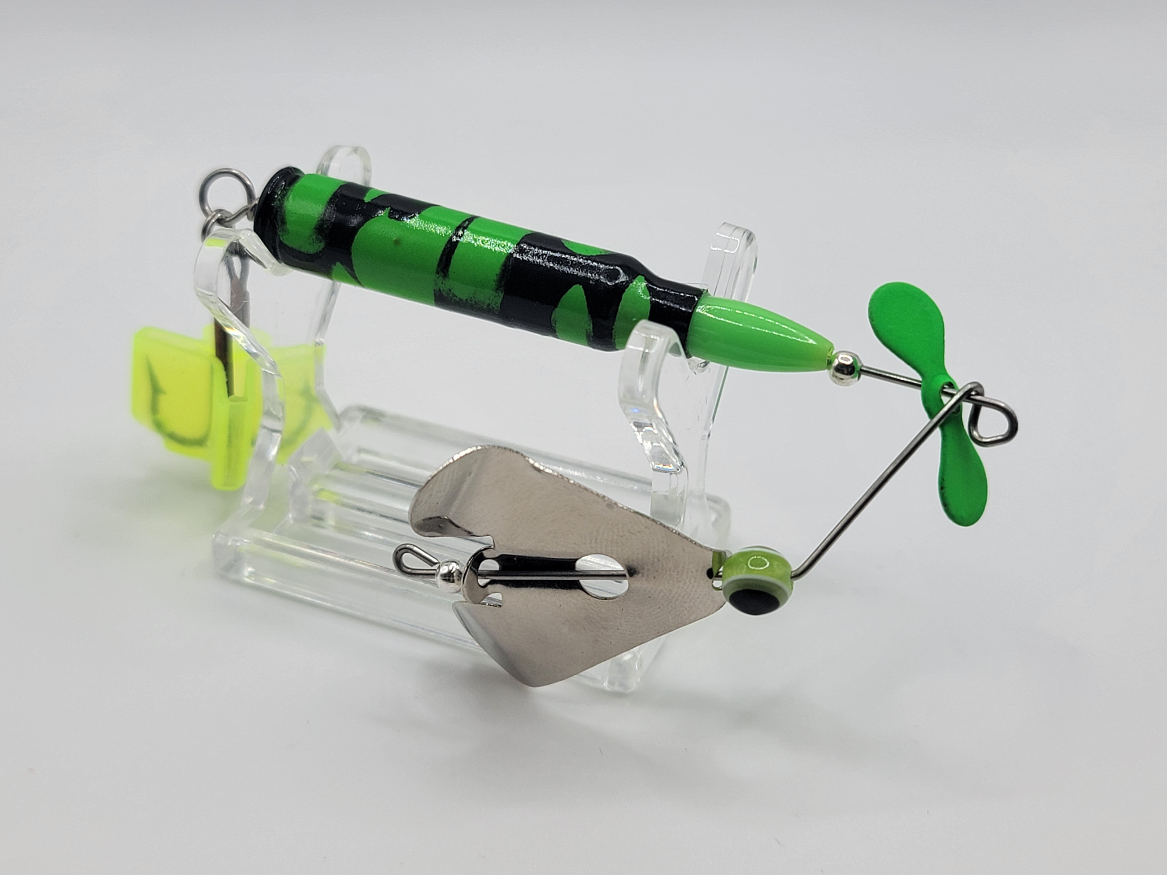 FLUORESCENT GREEN AND BLACK - EYED BUZZ BAIT