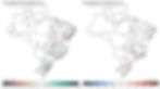 Mapas de Variações de Precipitação anual (a) e Temperatura Média anual (b) para pontos correspondentes entre as Normais Climatológicas de 1991-2020 e 1961-1990 pelo Brasil.