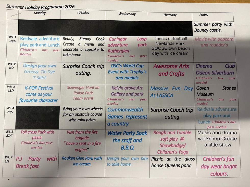 Soosc Holiday Programme 