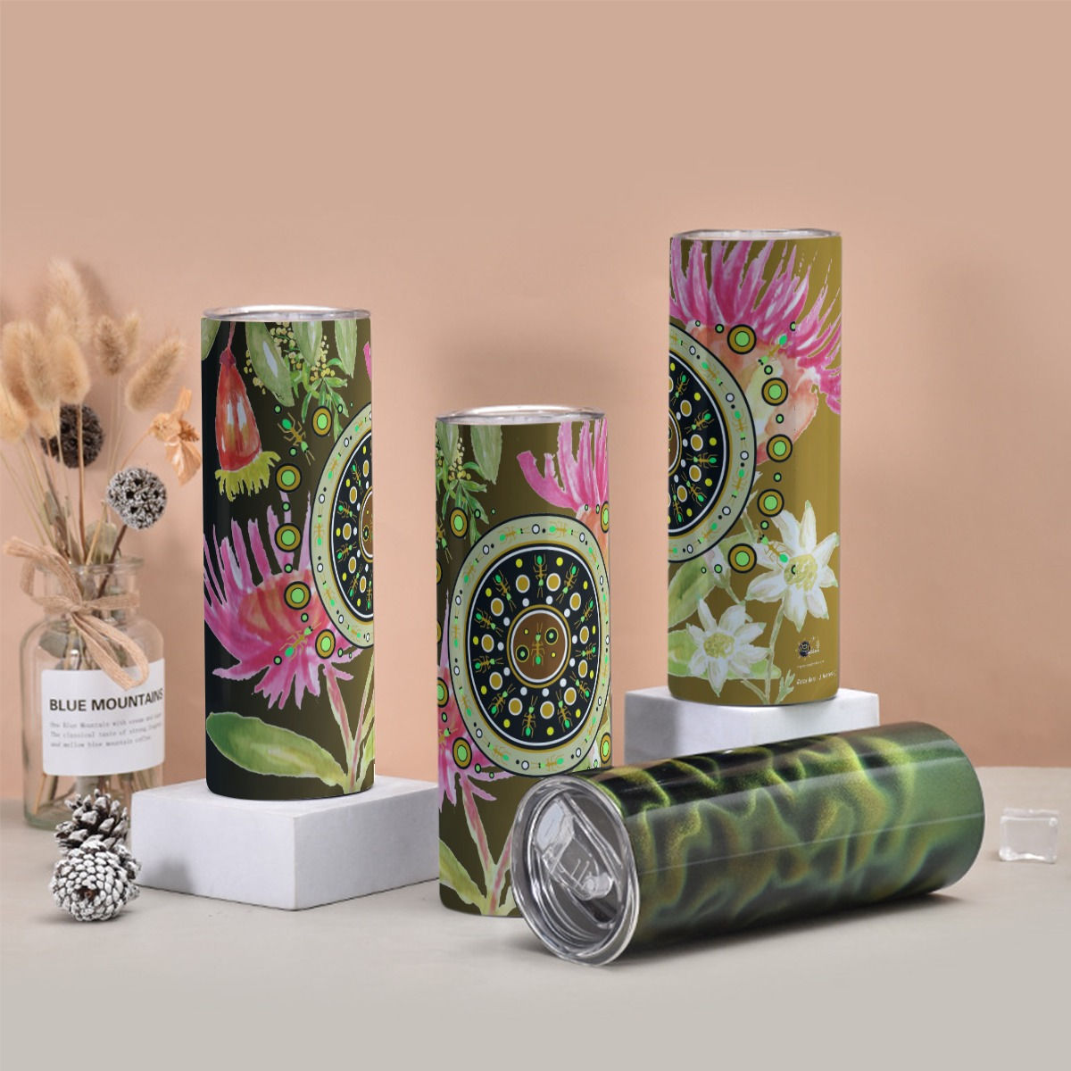 Tumbler with twinkle surface - Green Ants