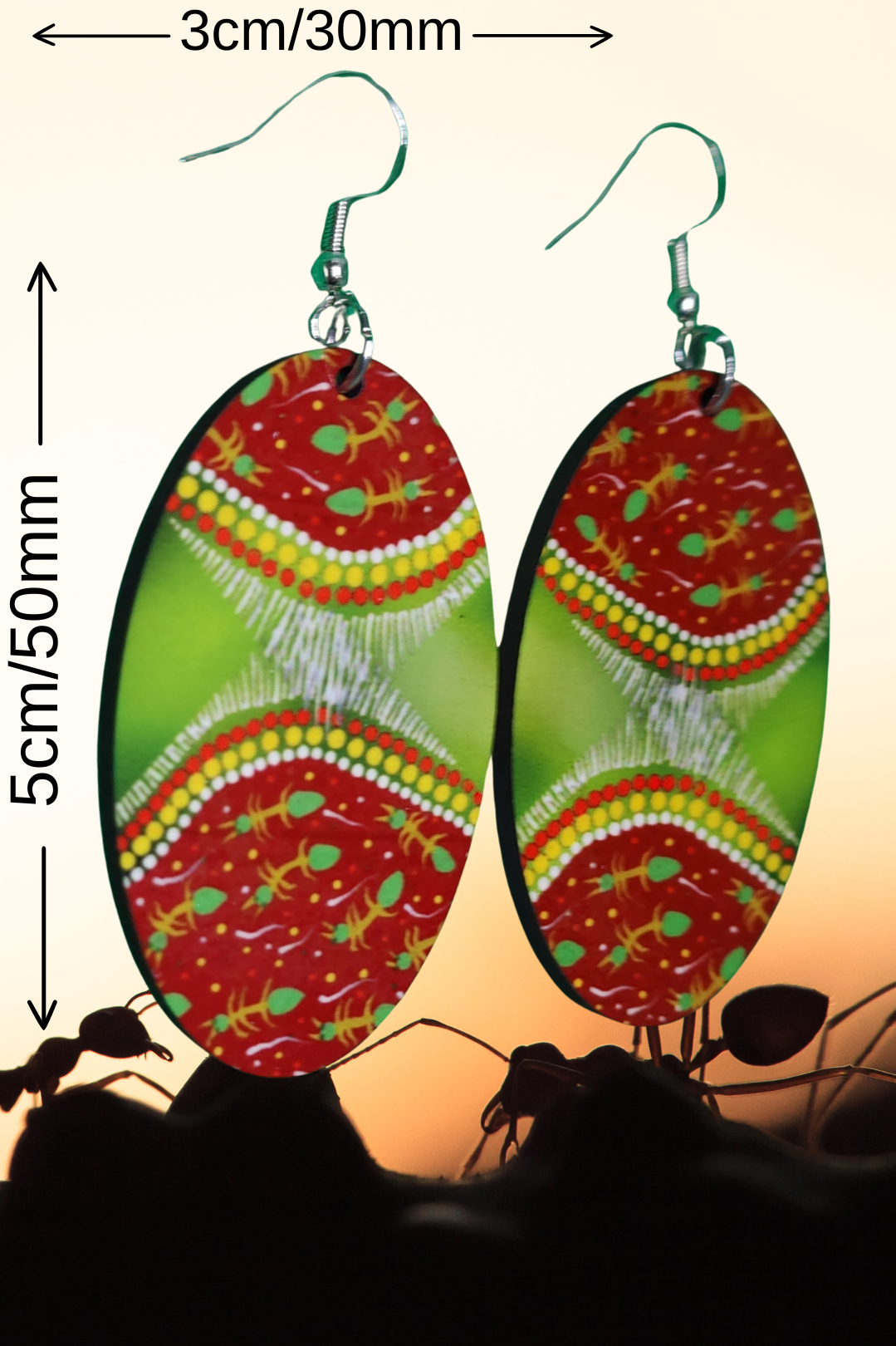 Oval Shape Printed Earrings - Medicine Ants