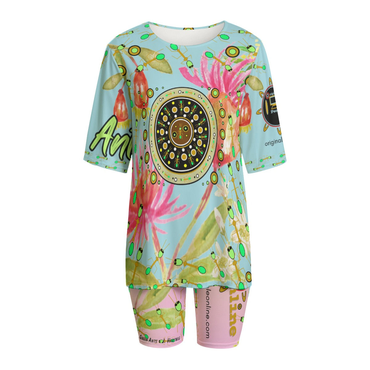 Women's T-shirt Set With Short Sleeve - Green Ants