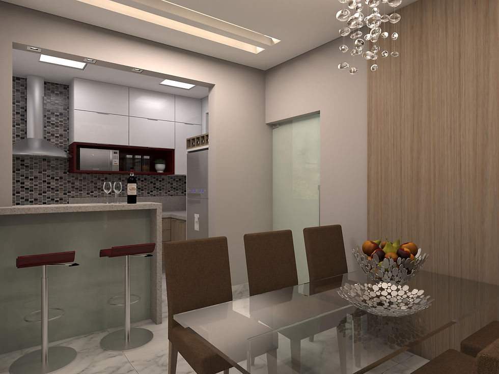 SALA DE JANTAR E COZINHA INTEGRADOS