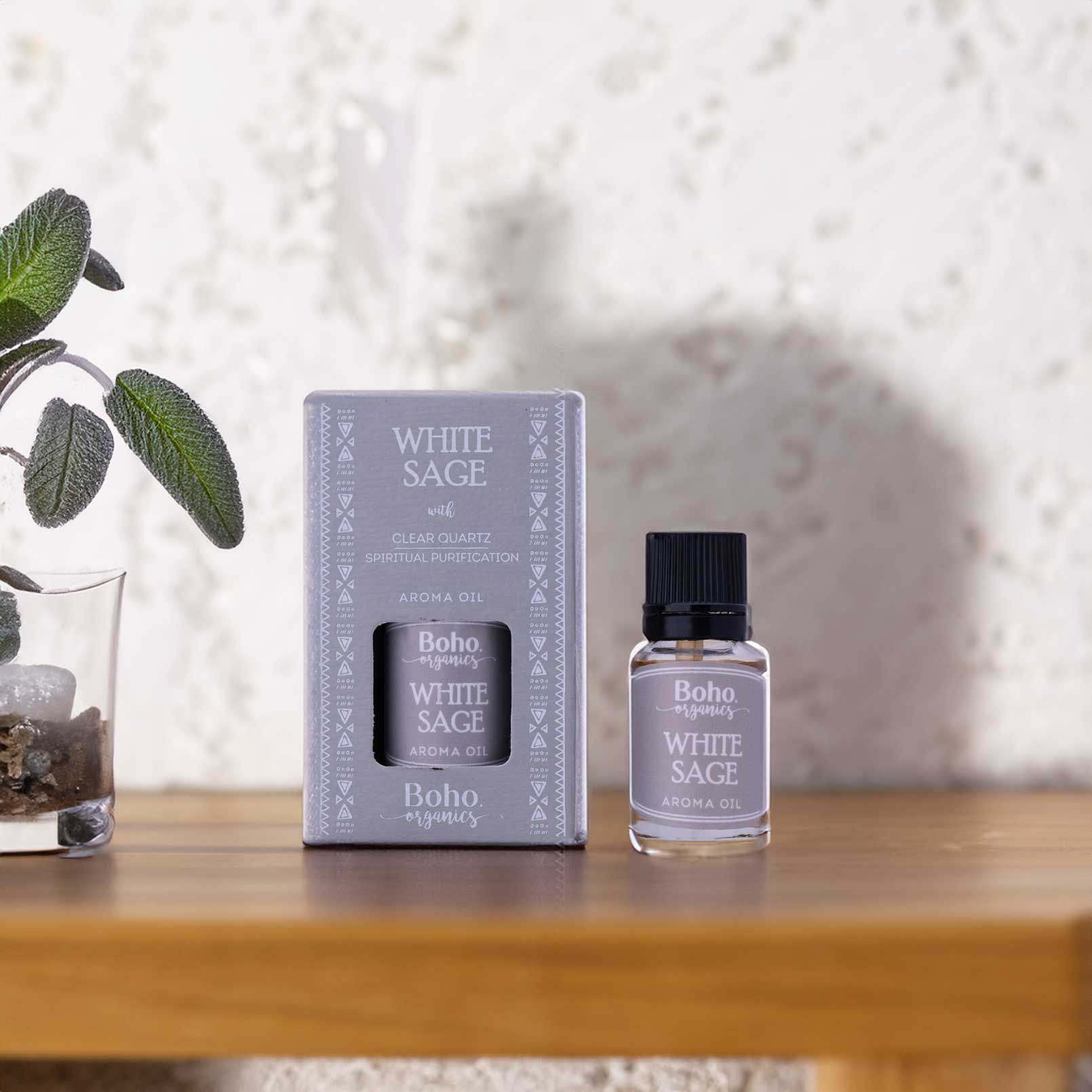 White Sage Aroma Oil with Clear Quartz