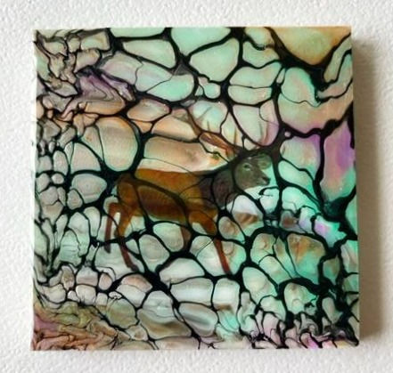 Thumbnail: Set of 4 coasters - Deer in sunset
