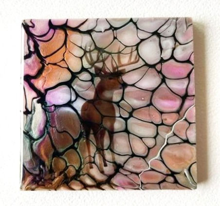 Thumbnail: Set of 4 coasters - Deer in sunset