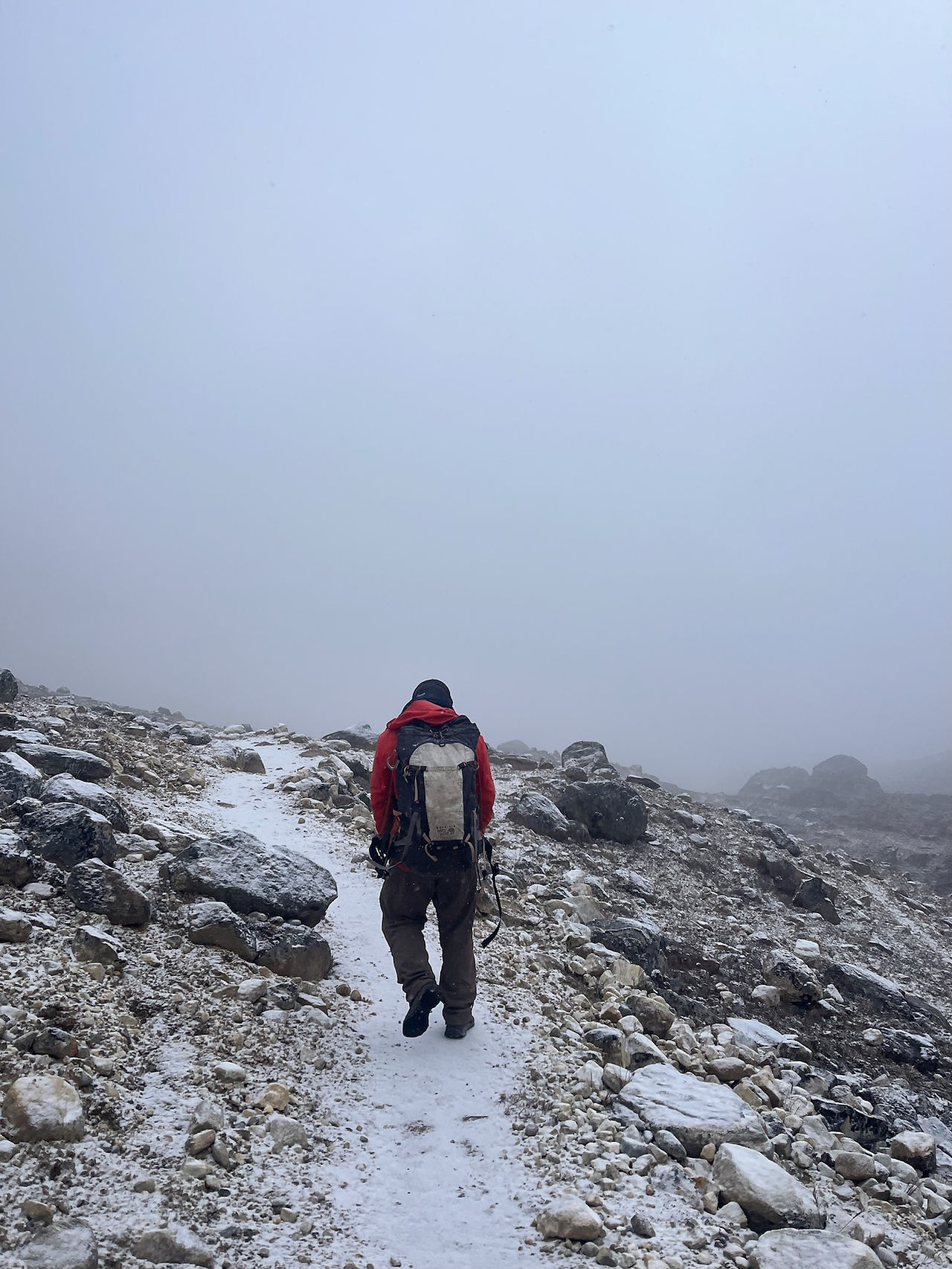 Hiking through the snow