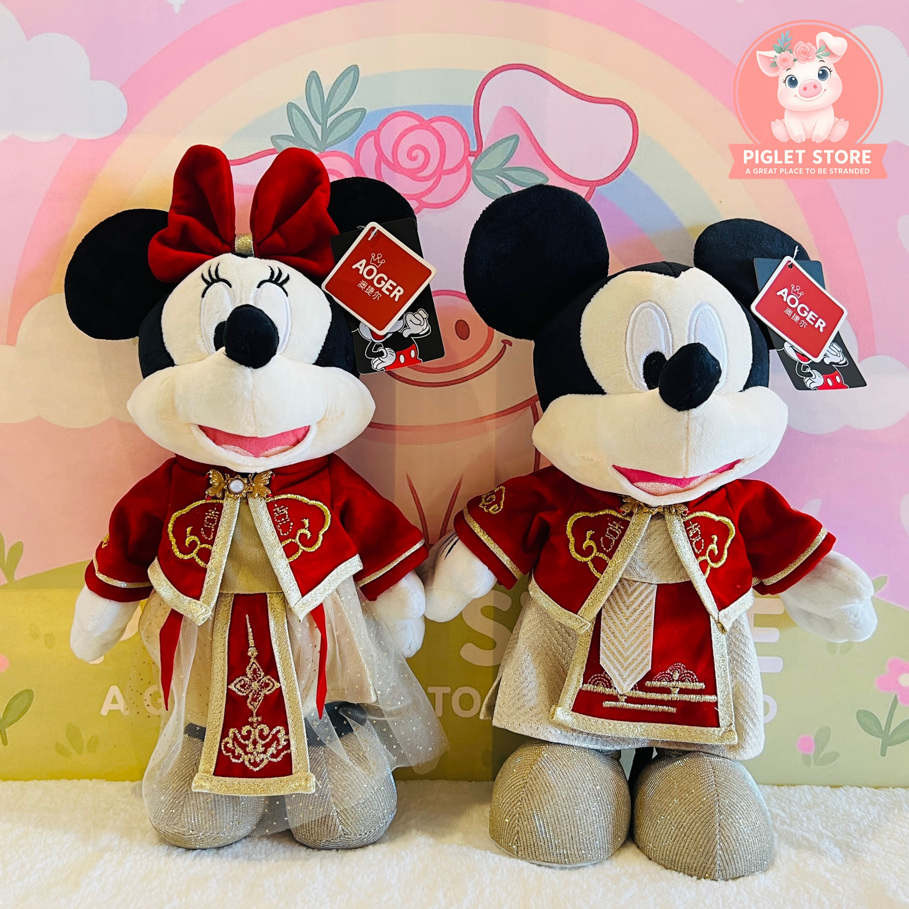 DISNEY RED HERITAGE MICKEY & MINNIE COUPLE PLUSH