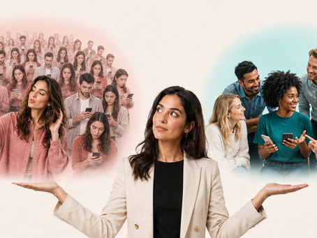 Brand marketer comparing a large fake or inactive influencer audience with a smaller, relevant and highly engaged creator community