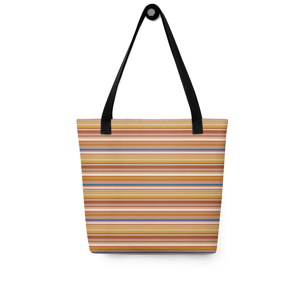 Tote Bag with Retro Stripes Orange Blue