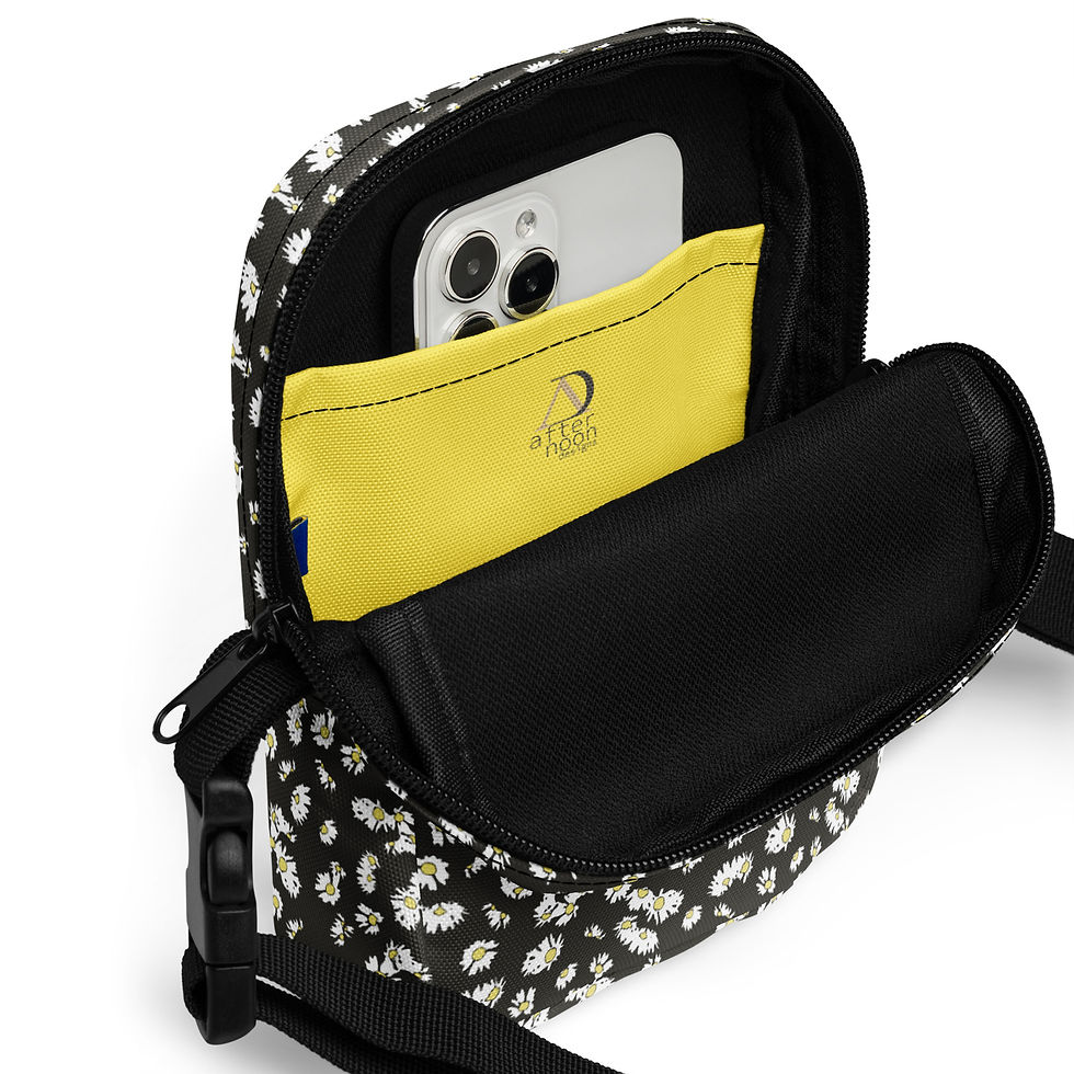 Thumbnail: Mayweed Flower White on Black Utility Crossbody Bag