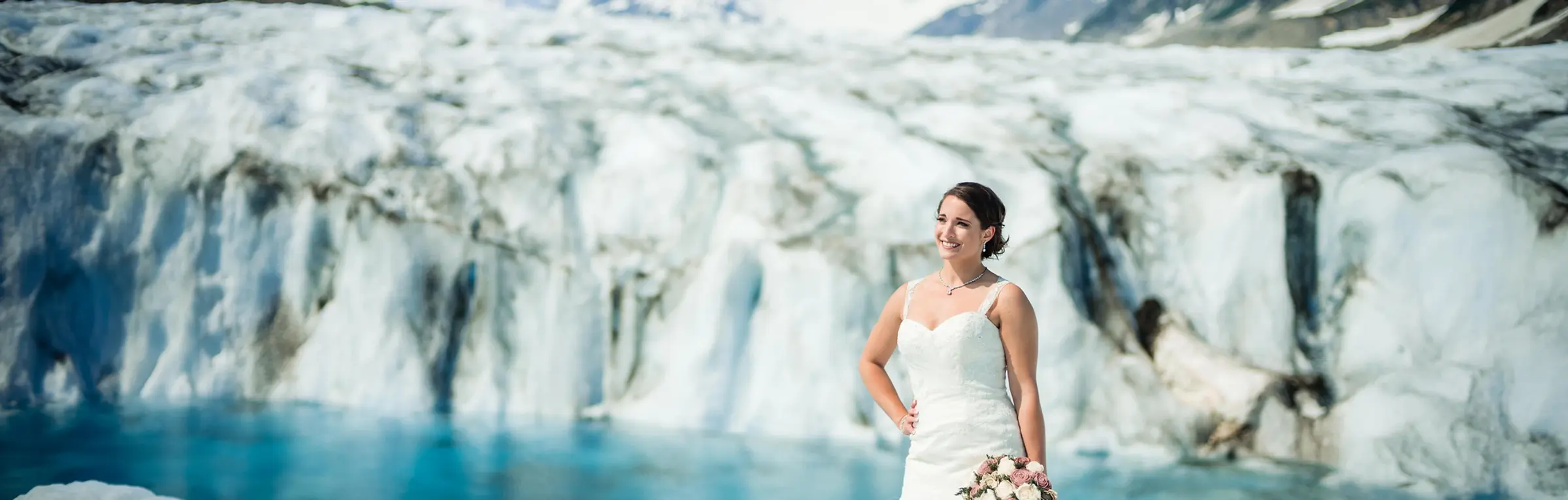bride during alaska elopment