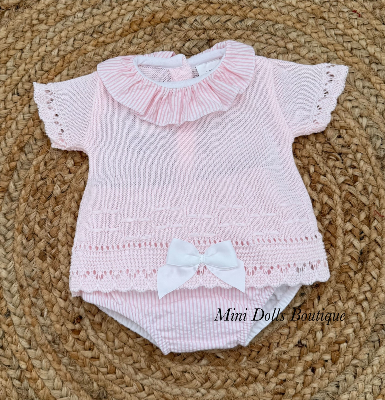 Pink & White Bow Jam Pants Set 