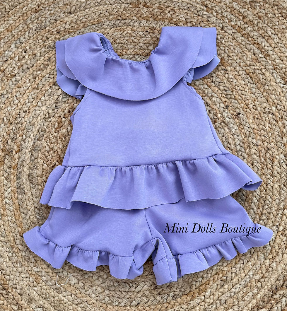 Miniatura: Ruffle Open Back Top & Shorts Set 