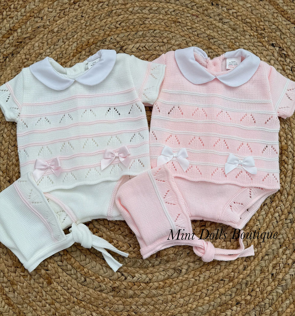 Thumbnail: Knitted Bow 3 Piece 0-3m 