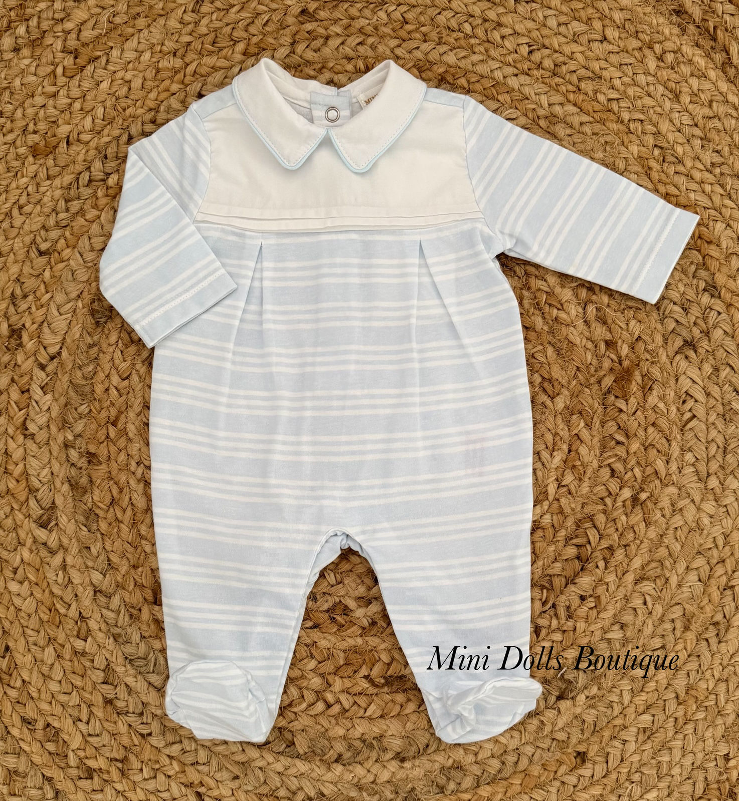 Blue & White Striped Babygrow 