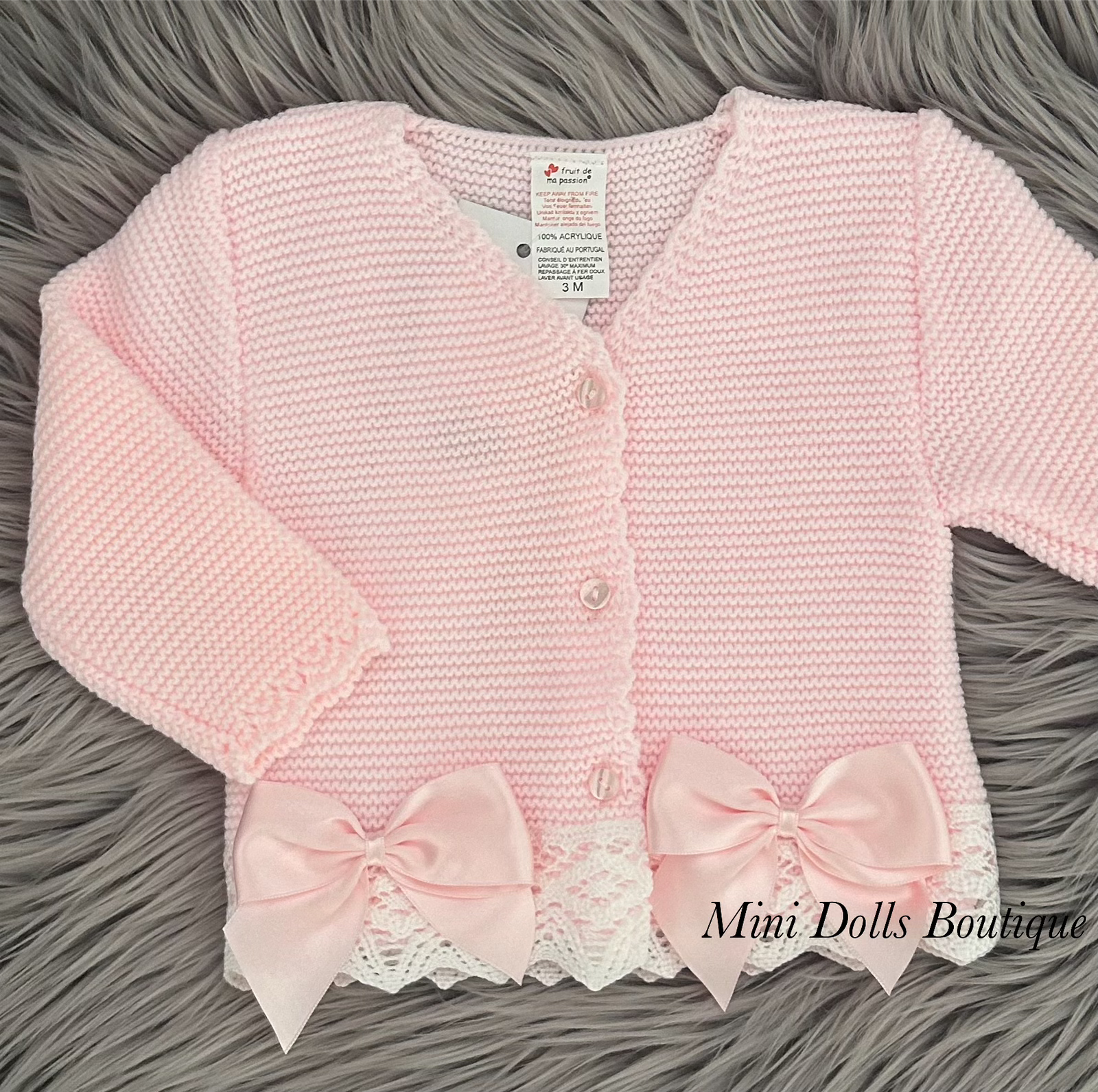 Pink Lace & Bow Cardigan 