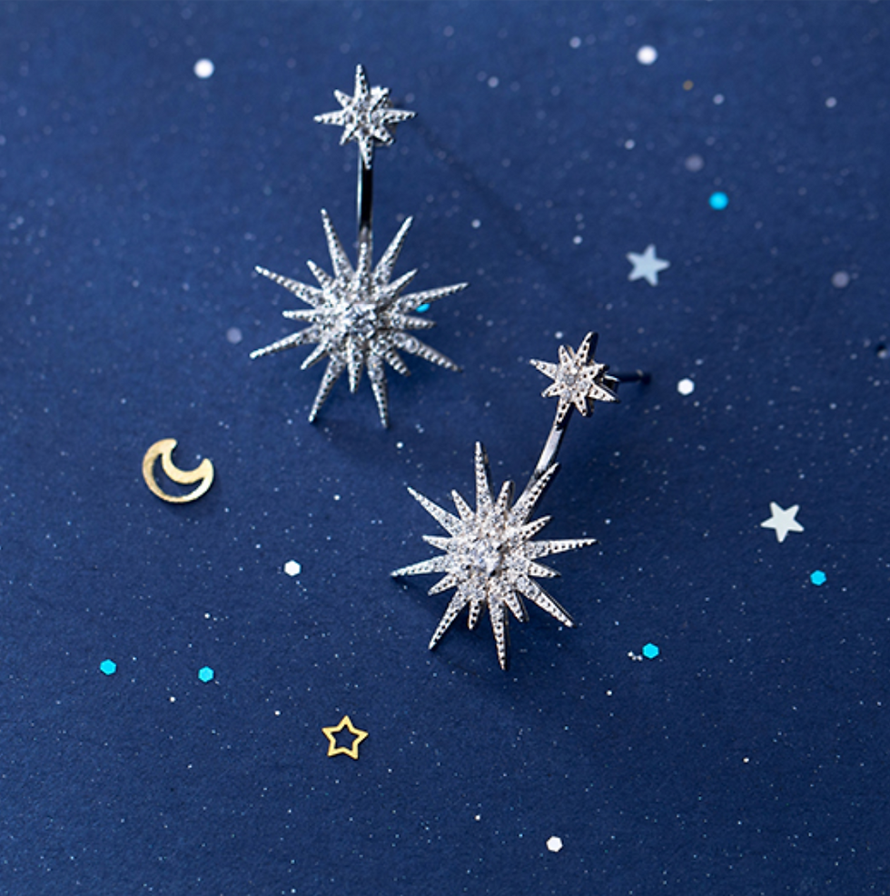 Thumbnail: Double Meteorite Underlobe Earrings - Mooii