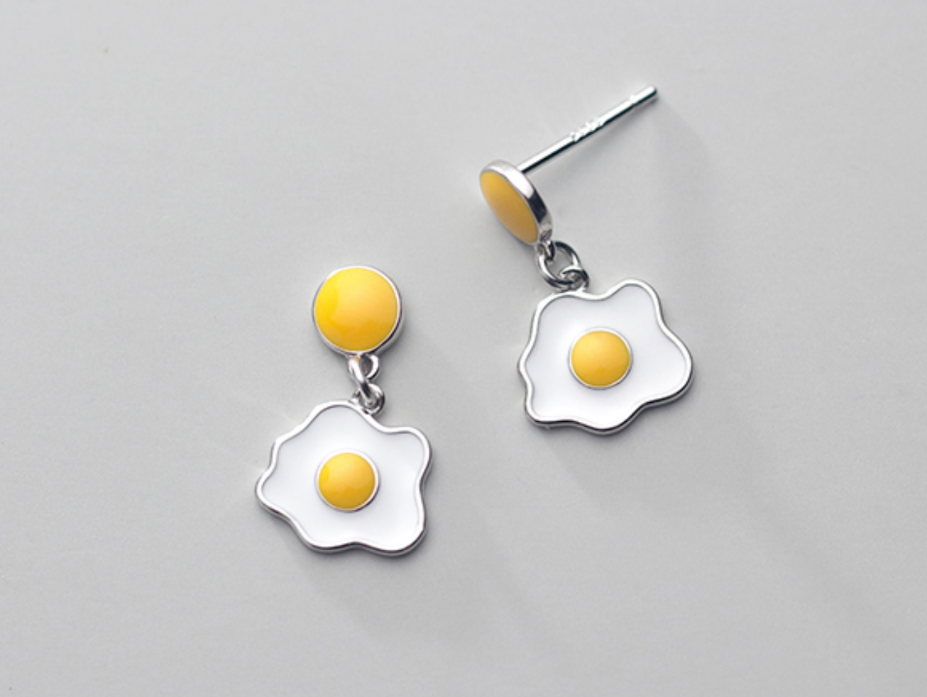 Sterling Silver Sunny Side Up Geometric Earrings - Mooii