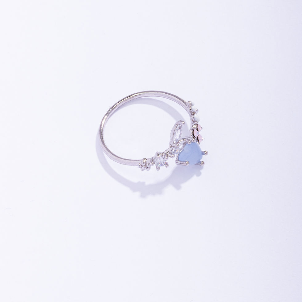 Thumbnail: Love Heart Plum Blossom Crystal Ring - MOOII