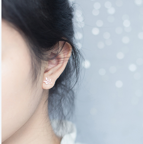 Thumbnail: Paper Cranes Sterling Silver Ear Studs