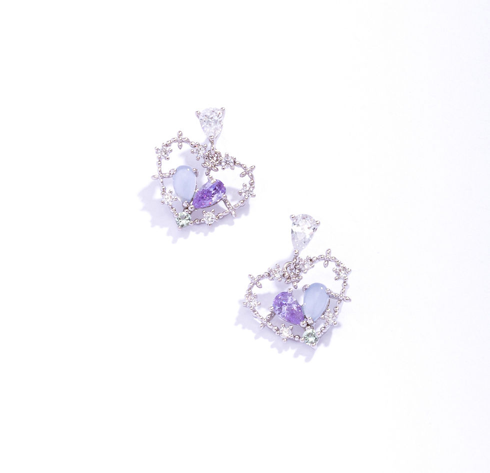 Thumbnail: Hollow Out Lover Heart Crystal  Earring - MOOII