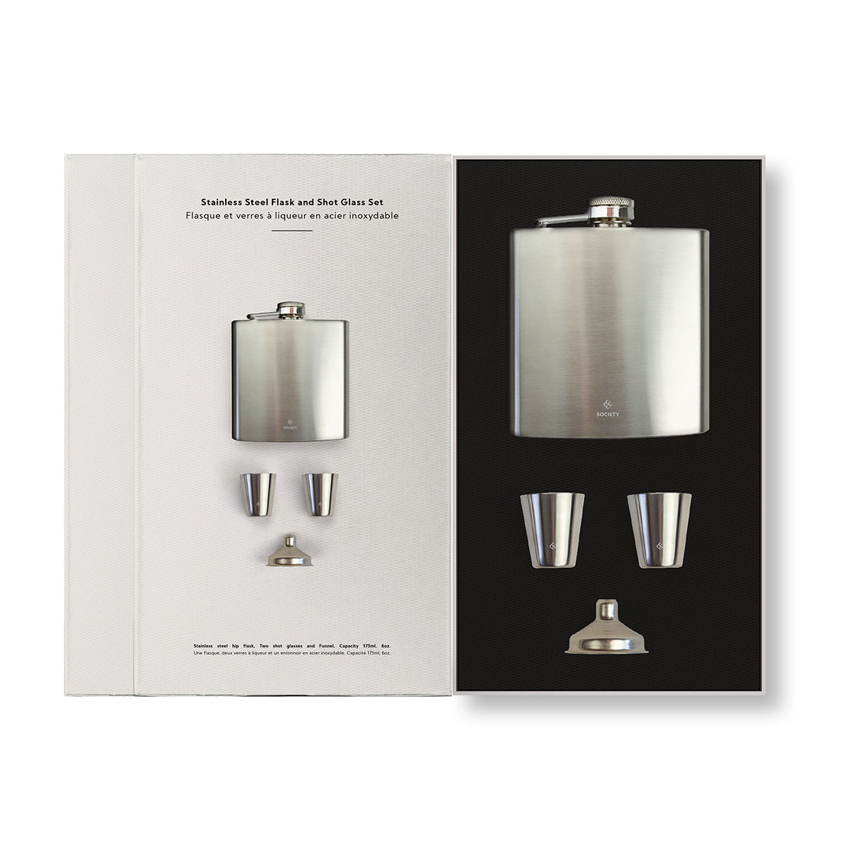 Society Paris Stainless Steel Flask And Shotglass Set