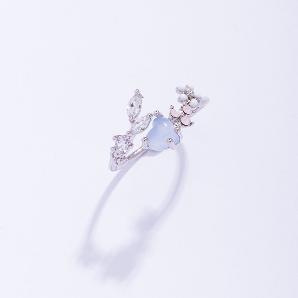 Thumbnail: Love Heart Plum Blossom Crystal Ring - MOOII