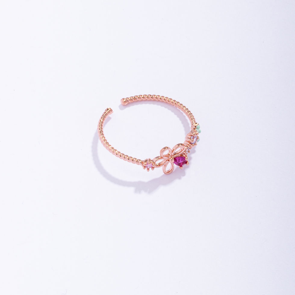 Thumbnail: Hollow Out Flower Ruby Ring - MOOII
