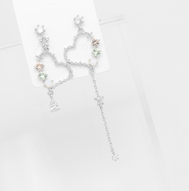 Thumbnail: Asymmetrical Heart Drop Long Earring
