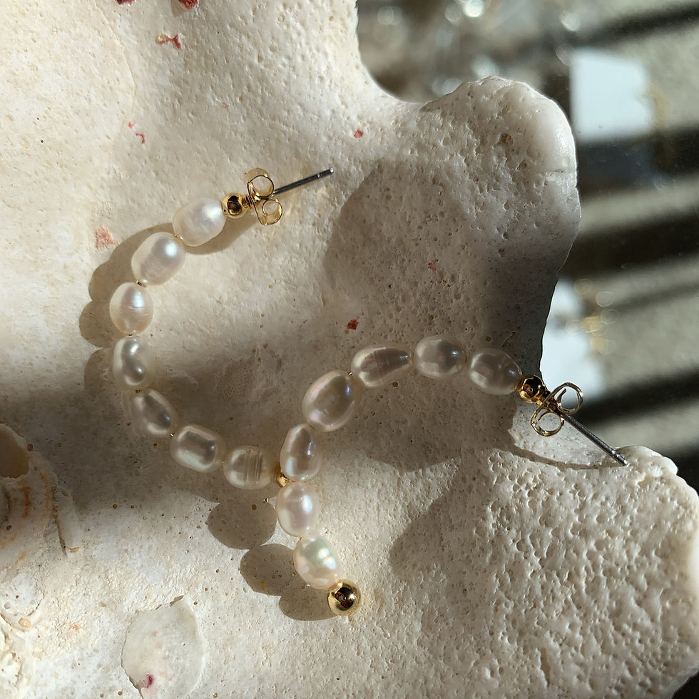 Thumbnail: Semicircular Pearl Earrings