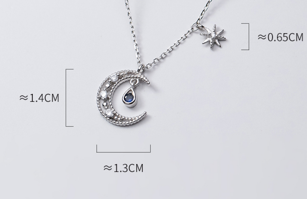 Thumbnail: Crescent Blue Drop Necklace - MOOII
